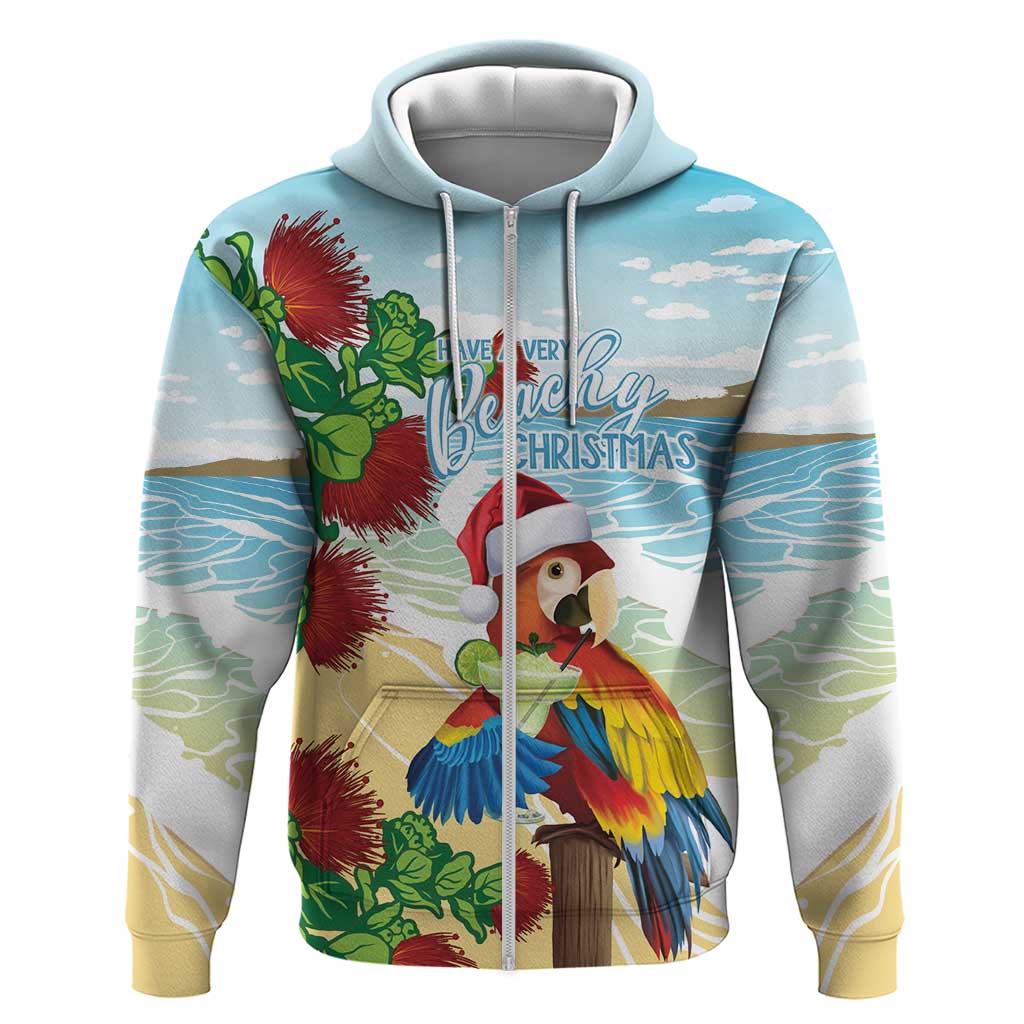 Have A Very Beach Christmas Hoodie Parrot By Lehua Flower LT7 Zip Hoodie Art - Polynesian Pride