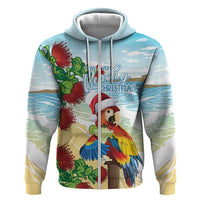 Have A Very Beach Christmas Hoodie Parrot By Lehua Flower LT7 Zip Hoodie Art - Polynesian Pride