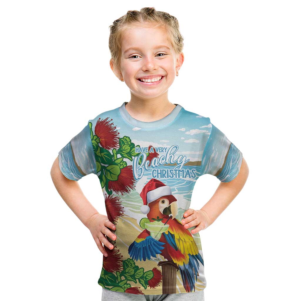 Have A Very Beach Christmas Kid T Shirt Parrot By Lehua Flower LT7 Art - Polynesian Pride