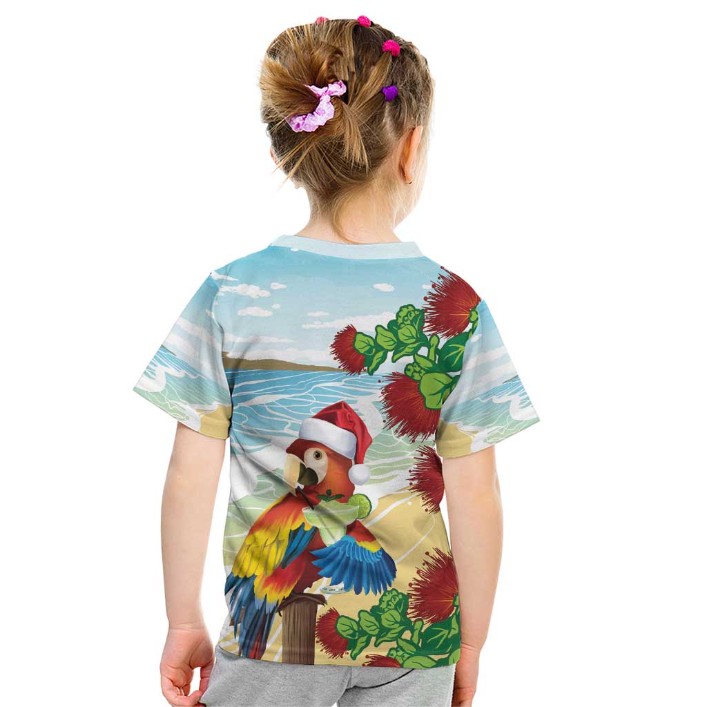 Have A Very Beach Christmas Kid T Shirt Parrot By Lehua Flower LT7 - Polynesian Pride