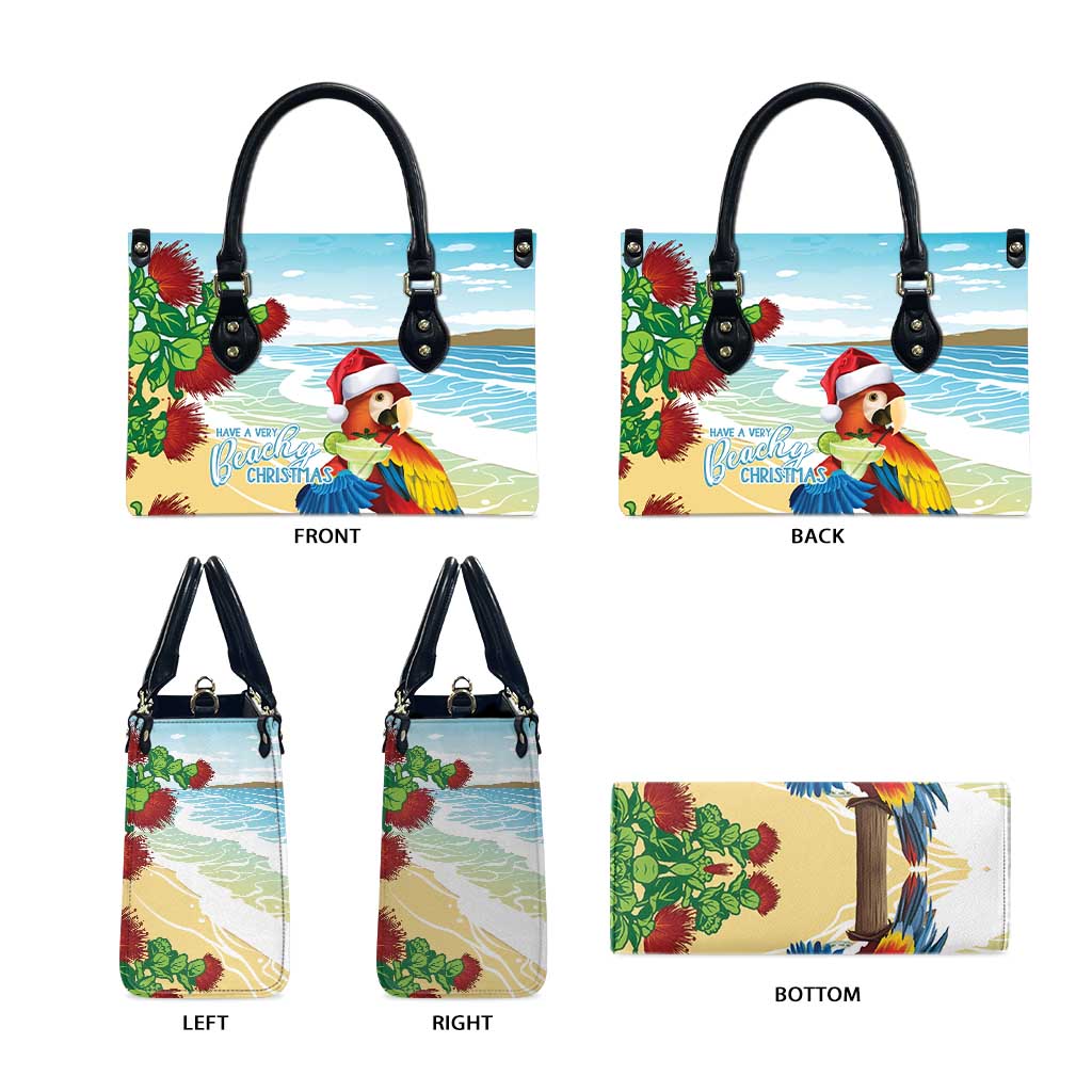 Have A Very Beach Christmas Leather Bag Parrot By Lehua Flower LT7 - Polynesian Pride