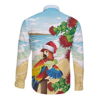 Have A Very Beach Christmas Long Sleeve Button Shirt Parrot By Lehua Flower LT7 - Polynesian Pride