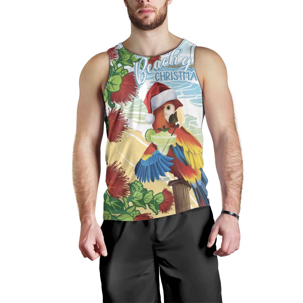 Have A Very Beach Christmas Men Tank Top Parrot By Lehua Flower LT7 - Polynesian Pride