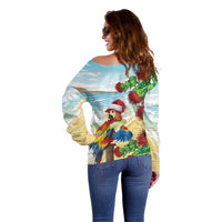 Have A Very Beach Christmas Off Shoulder Sweater Parrot By Lehua Flower LT7 - Polynesian Pride