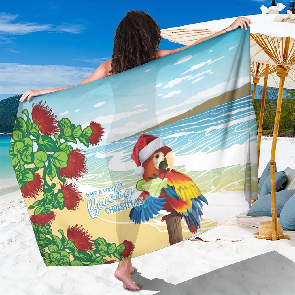 Have A Very Beach Christmas Sarong Parrot By Lehua Flower LT7 One Size 44 x 66 inches Art - Polynesian Pride