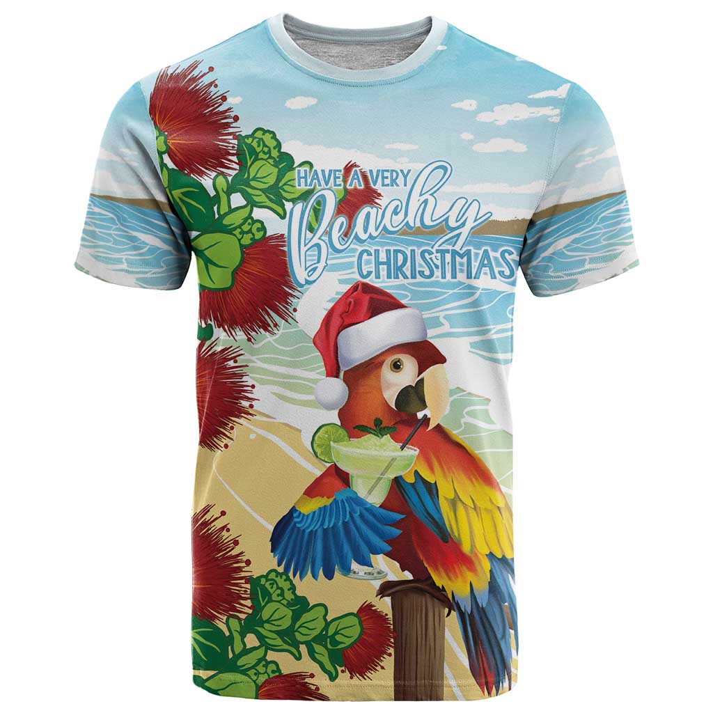 Have A Very Beach Christmas T Shirt Parrot By Lehua Flower LT7 Art - Polynesian Pride