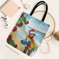 Have A Very Beach Christmas Tote Bag Parrot By Lehua Flower LT7 Black Strap One Size Art - Polynesian Pride