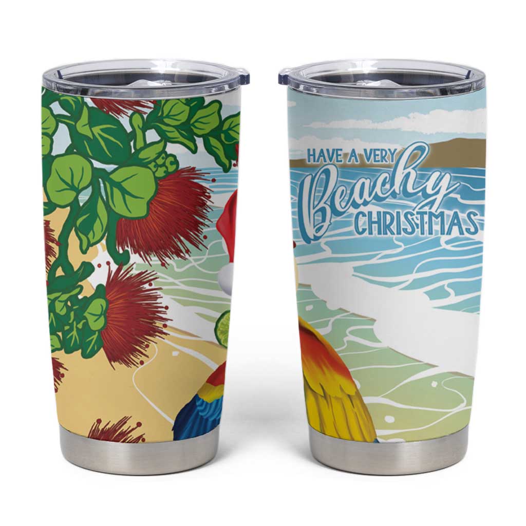 Have A Very Beach Christmas Tumbler Cup Parrot By Lehua Flower LT7 Art - Polynesian Pride