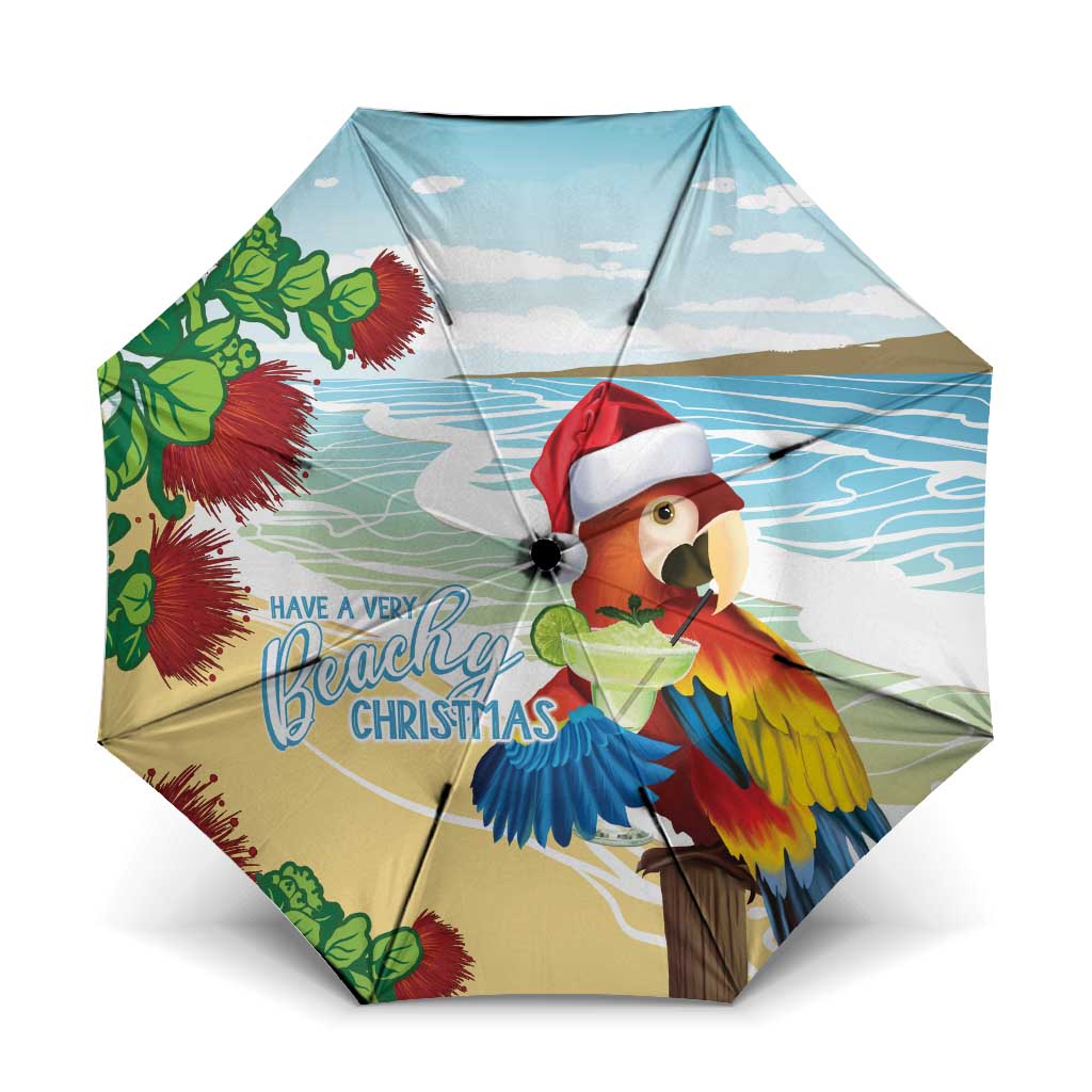 Have A Very Beach Christmas Umbrella Parrot By Lehua Flower LT7 One Size Folded 11.42 inch Opened Diameter 37.4 inch Art - Polynesian Pride