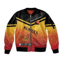 Papua New Guinea Custom Rugby The Kumuls Sleeve Zip Bomber Jacket Motuan Inspired Pattern