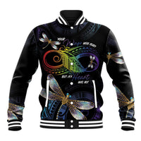 Personalised Polynesian Memorial Baseball Jacket Your Wings Were Ready But My Heart Was Not LT7 Unisex Black - Polynesian Pride