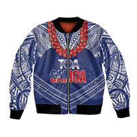 Toa Samoa Rugby Custom Bomber Jacket Ulafala Mix Nifo'oti LT7 Unisex Blue - Polynesian Pride