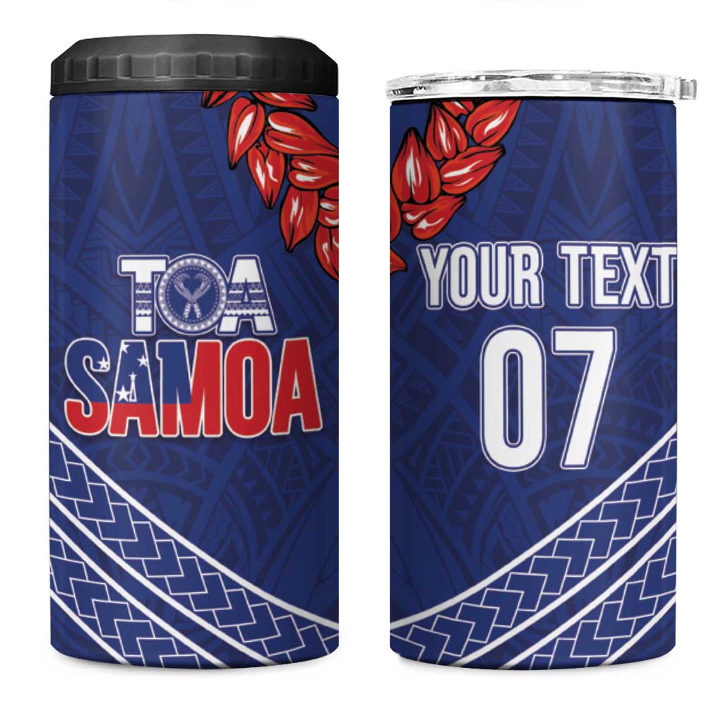 Toa Samoa Rugby Custom 4 in 1 Can Cooler Tumbler Ulafala Mix Nifo'oti LT7 One Size: 16 oz Blue - Polynesian Pride