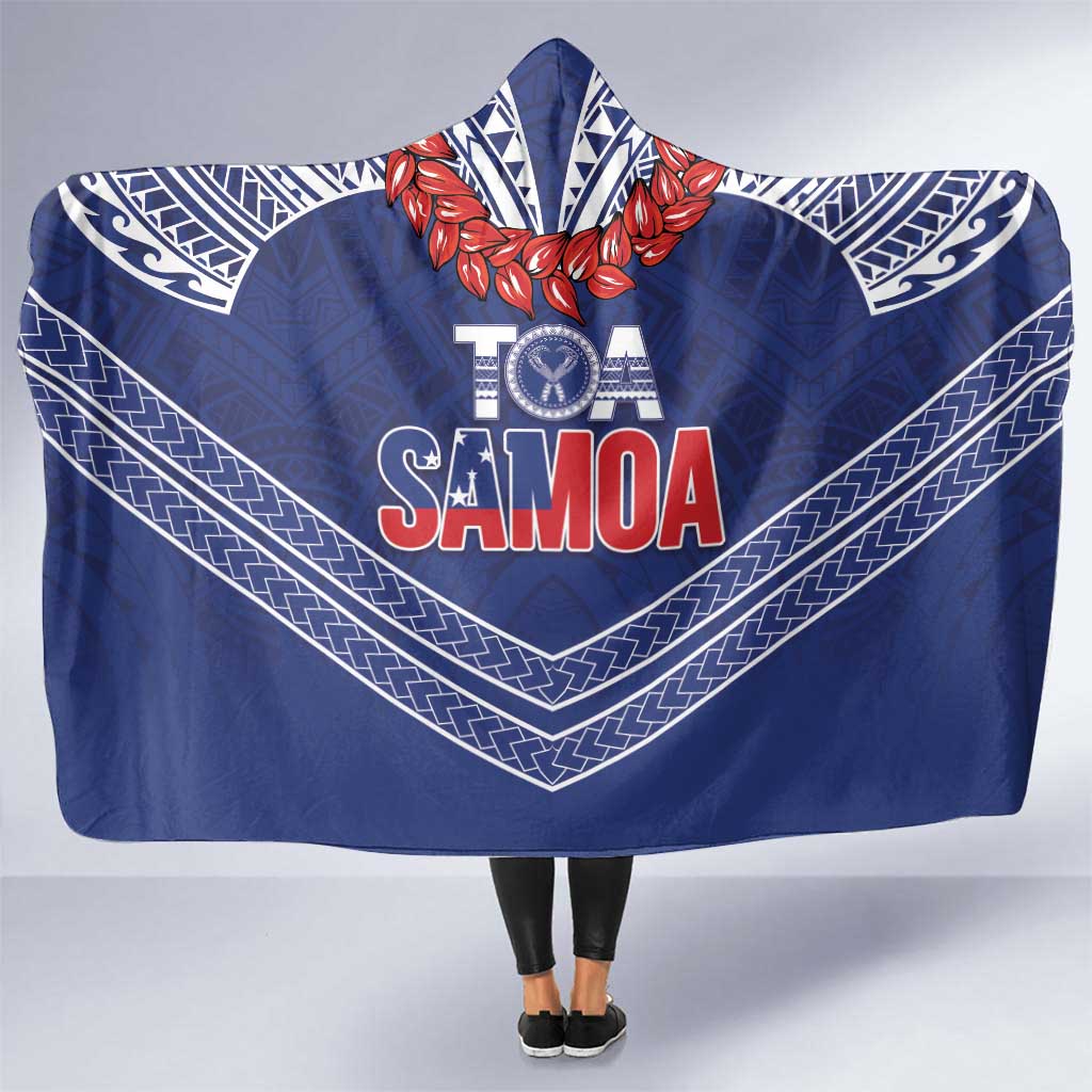 Toa Samoa Rugby Hooded Blanket Ulafala Mix Nifo'oti LT7 One Size Blue - Polynesian Pride
