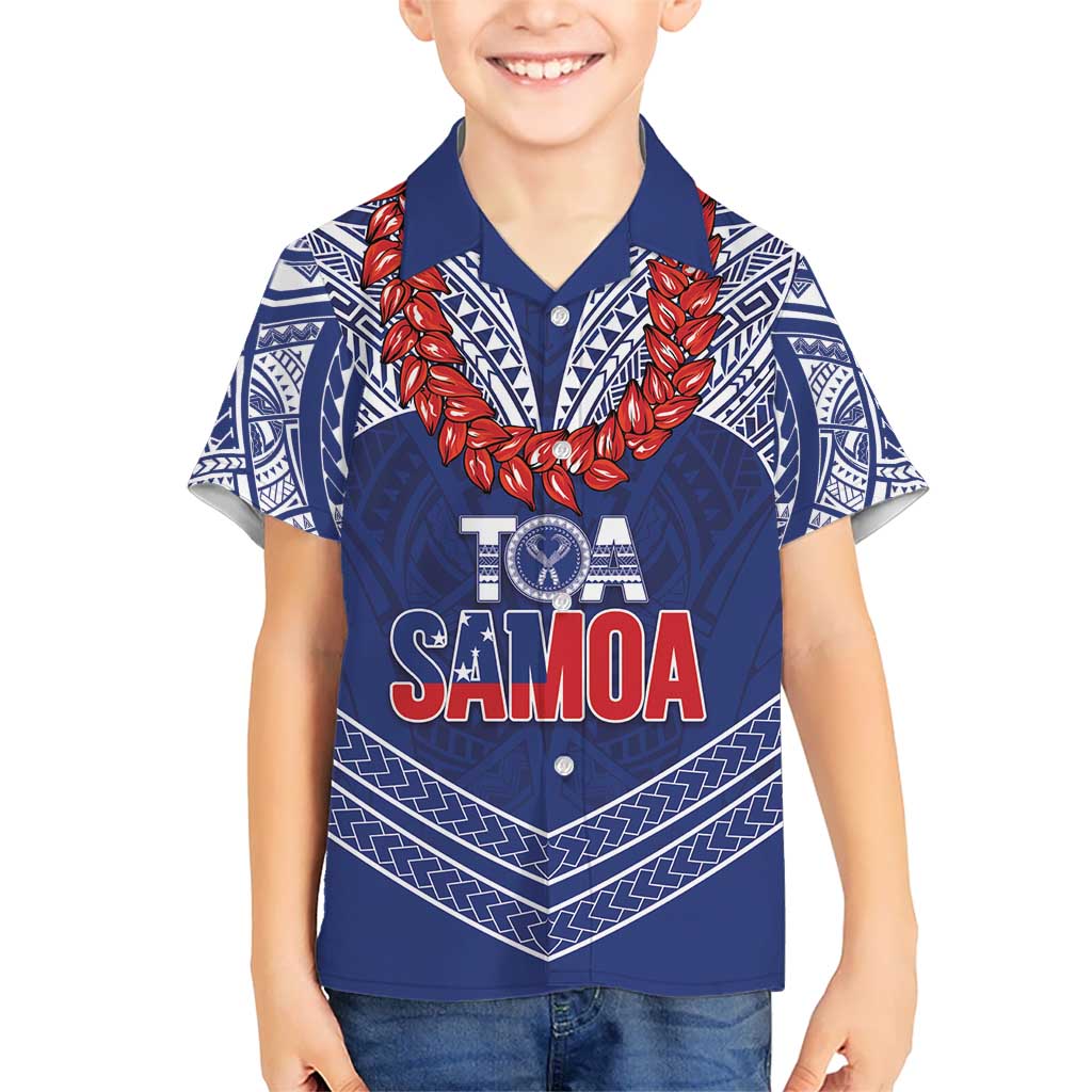 Toa Samoa Rugby Custom Kid Hawaiian Shirt Ulafala Mix Nifo'oti LT7 Kid Blue - Polynesian Pride