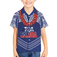 Toa Samoa Rugby Custom Kid Hawaiian Shirt Ulafala Mix Nifo'oti LT7 Kid Blue - Polynesian Pride