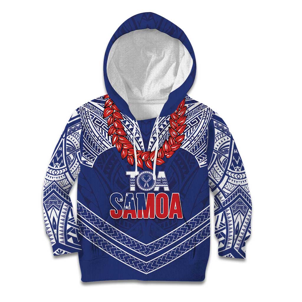 Toa Samoa Rugby Custom Kid Hoodie Ulafala Mix Nifo'oti LT7 Hoodie Blue - Polynesian Pride