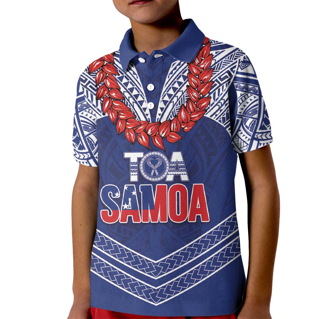 Toa Samoa Rugby Custom Kid Polo Shirt Ulafala Mix Nifo'oti LT7 Kid Blue - Polynesian Pride