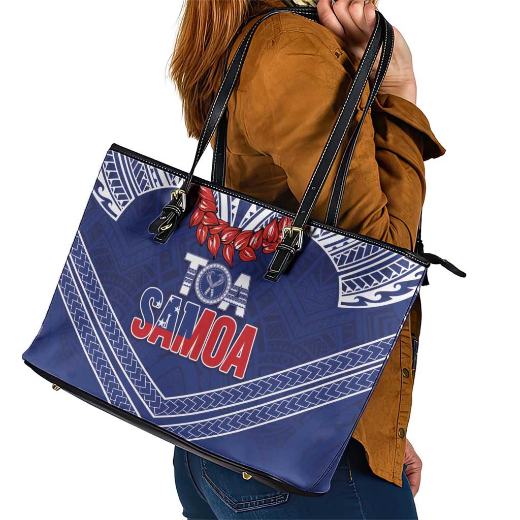 Toa Samoa Rugby Leather Tote Bag Ulafala Mix Nifo'oti LT7 - Polynesian Pride