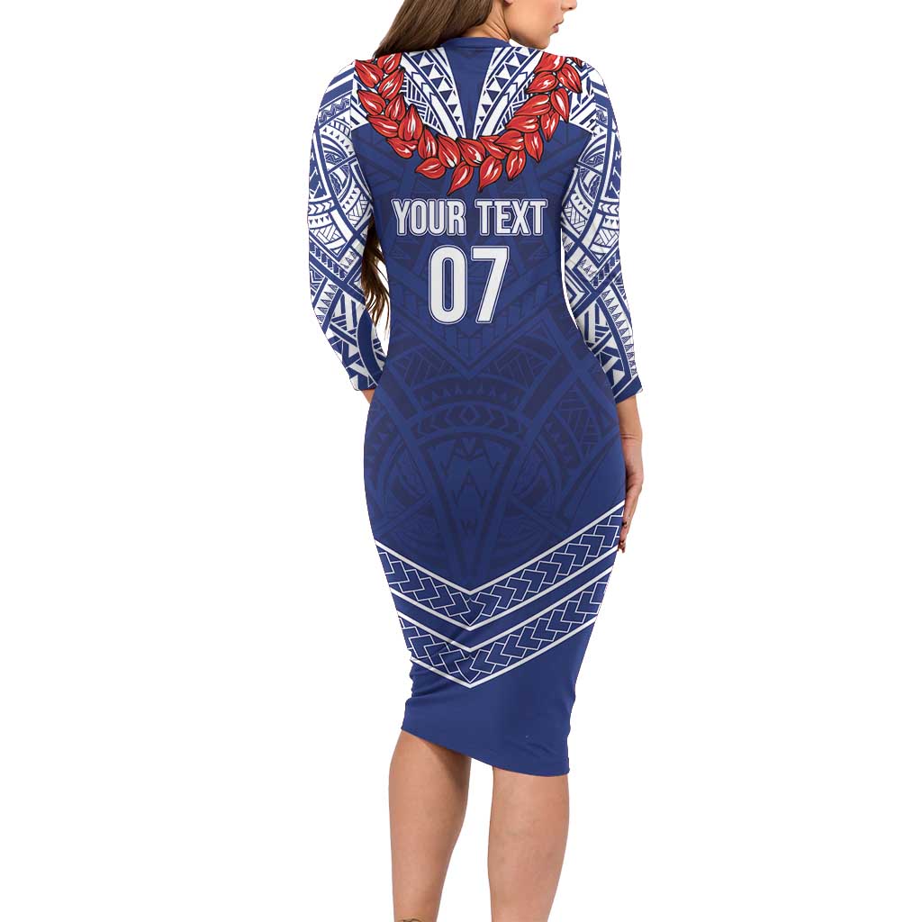 Toa Samoa Rugby Custom Long Sleeve Bodycon Dress Ulafala Mix Nifo'oti LT7 - Polynesian Pride