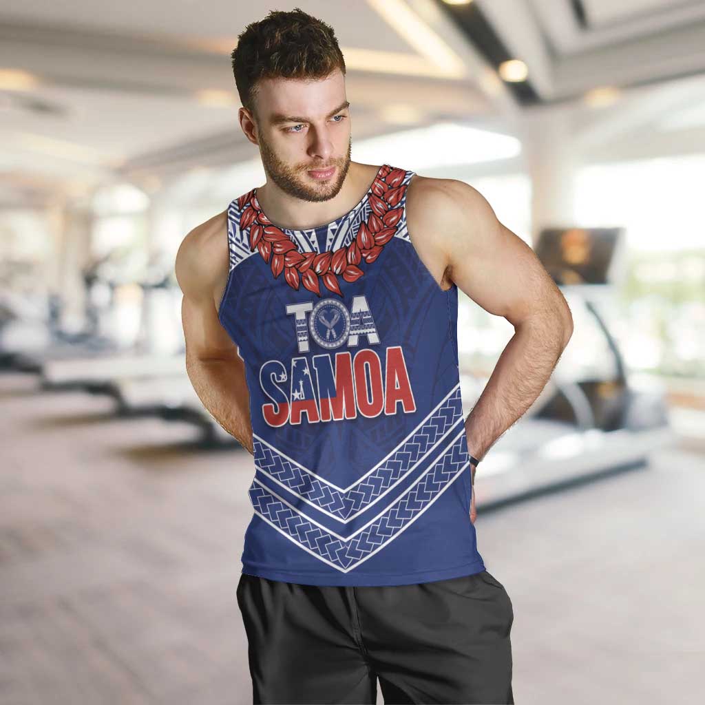 Toa Samoa Rugby Custom Men Tank Top Ulafala Mix Nifo'oti LT7 Blue - Polynesian Pride