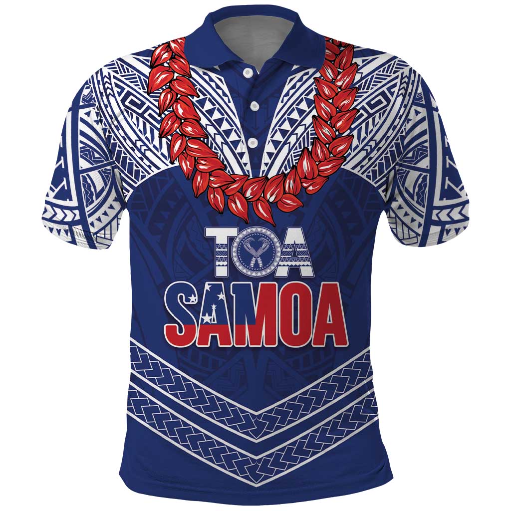 Toa Samoa Rugby Custom Polo Shirt Ulafala Mix Nifo'oti LT7 Blue - Polynesian Pride