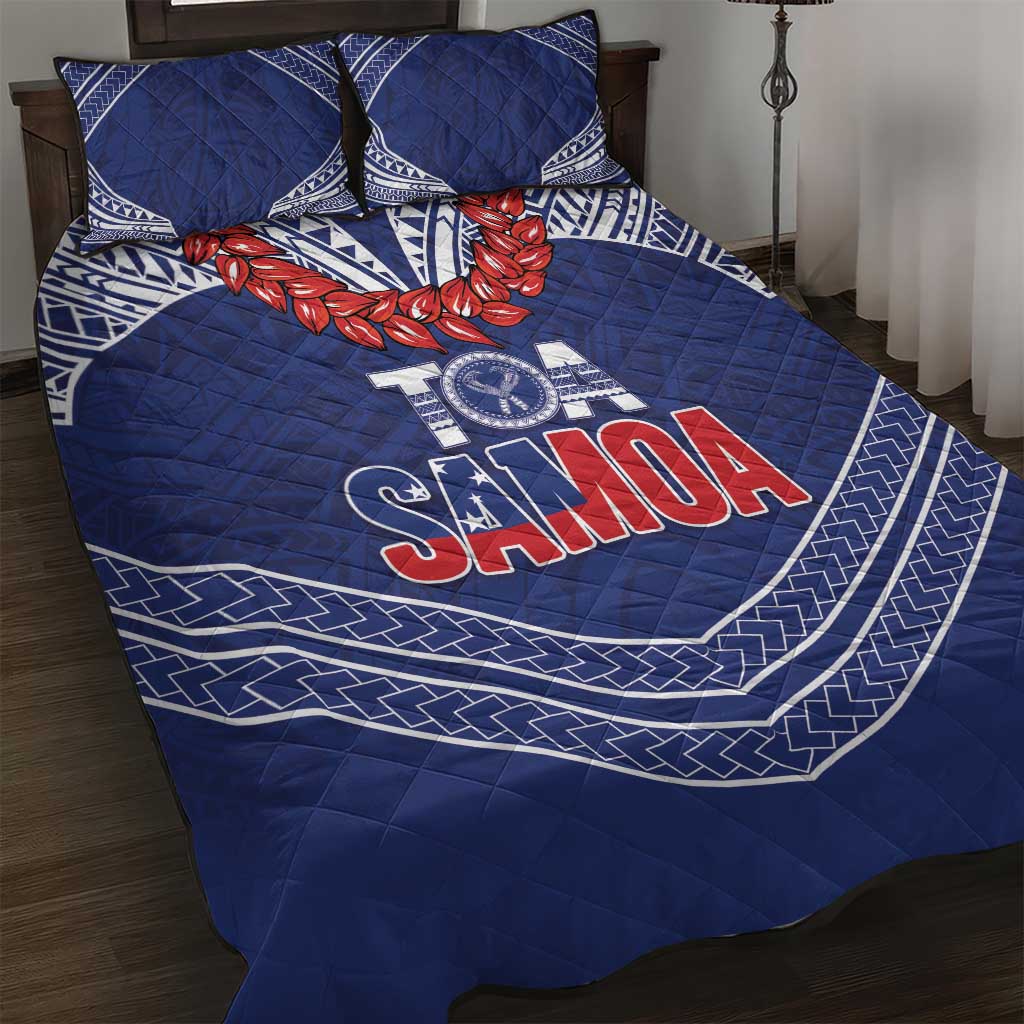 Toa Samoa Rugby Quilt Bed Set Ulafala Mix Nifo'oti LT7 Blue - Polynesian Pride