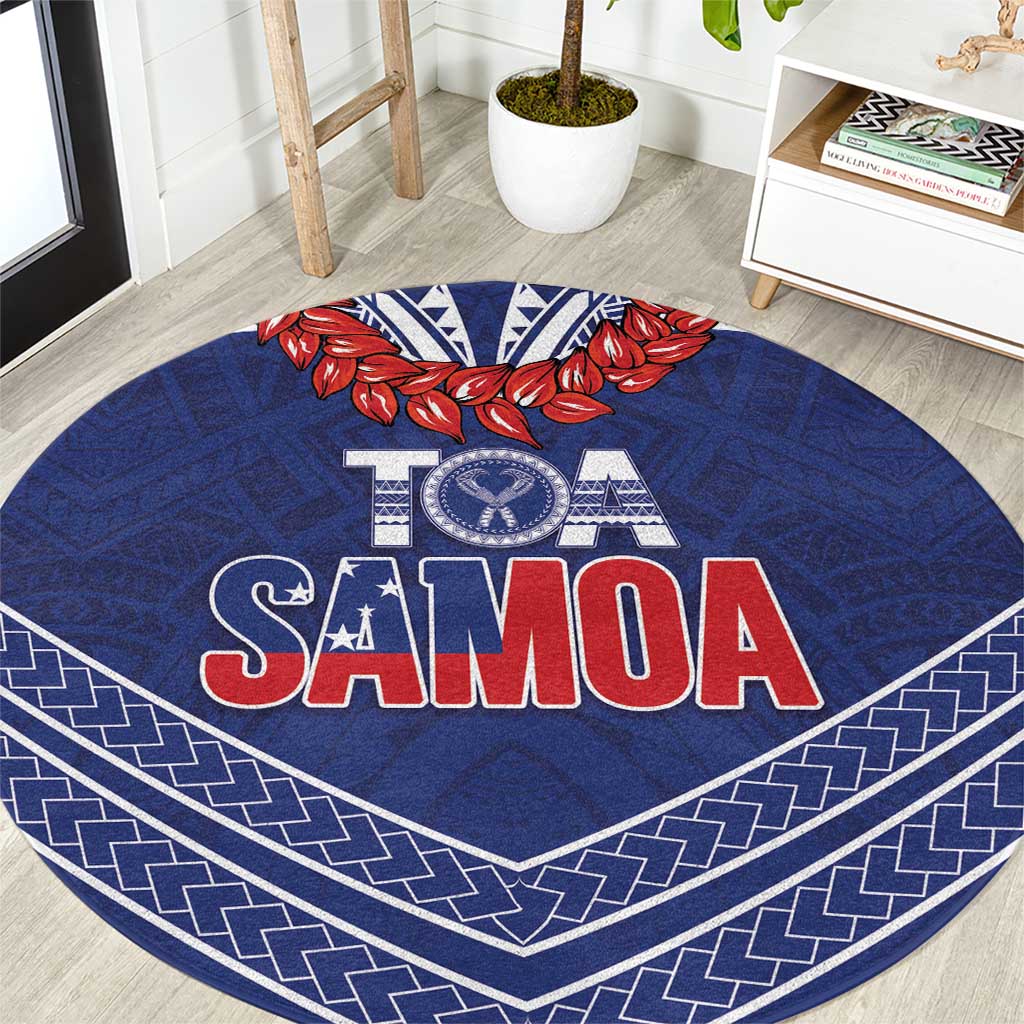 Toa Samoa Rugby Round Carpet Ulafala Mix Nifo'oti LT7 Blue - Polynesian Pride