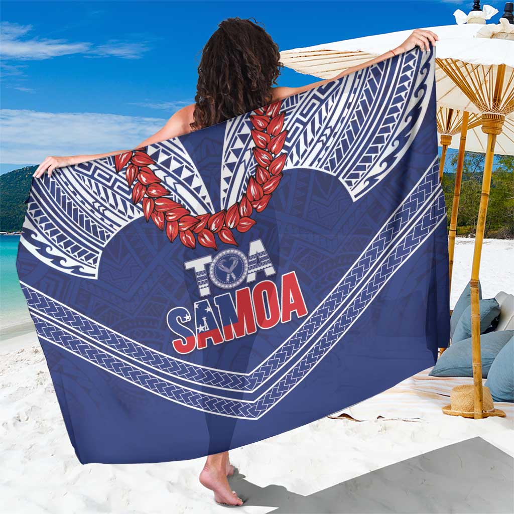 Toa Samoa Rugby Sarong Ulafala Mix Nifo'oti LT7 One Size 44 x 66 inches Blue - Polynesian Pride