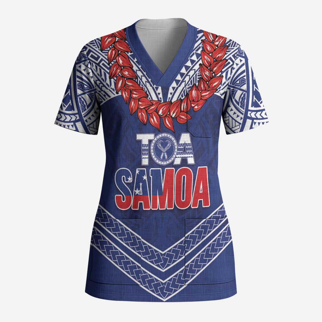 Toa Samoa Rugby Custom Scrub Top Ulafala Mix Nifo'oti LT7 Adult Blue - Polynesian Pride