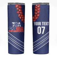 Toa Samoa Rugby Custom Skinny Tumbler Ulafala Mix Nifo'oti LT7 Blue - Polynesian Pride
