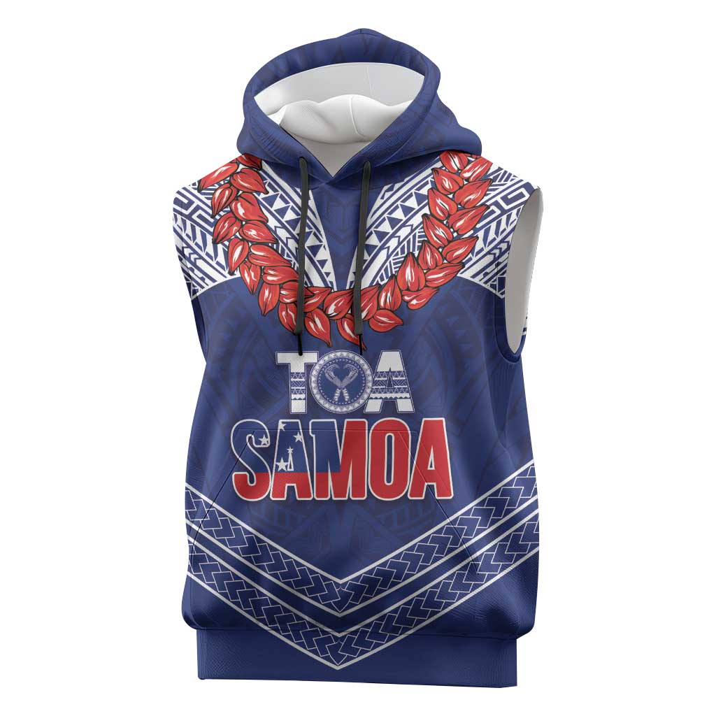 Toa Samoa Rugby Custom Sleeveless Hoodie Ulafala Mix Nifo'oti LT7 Blue - Polynesian Pride