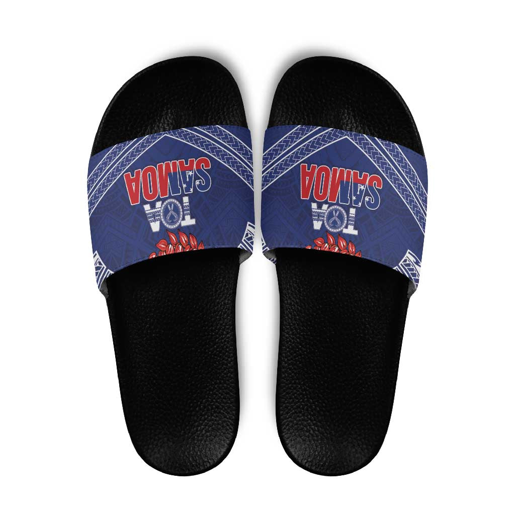 Toa Samoa Rugby Slide Sandals Ulafala Mix Nifo'oti LT7 Blue - Polynesian Pride