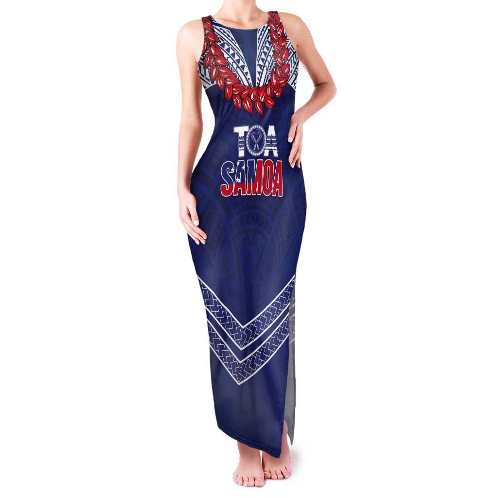 Toa Samoa Rugby Custom Tank Maxi Dress Ulafala Mix Nifo'oti LT7 Women Blue - Polynesian Pride