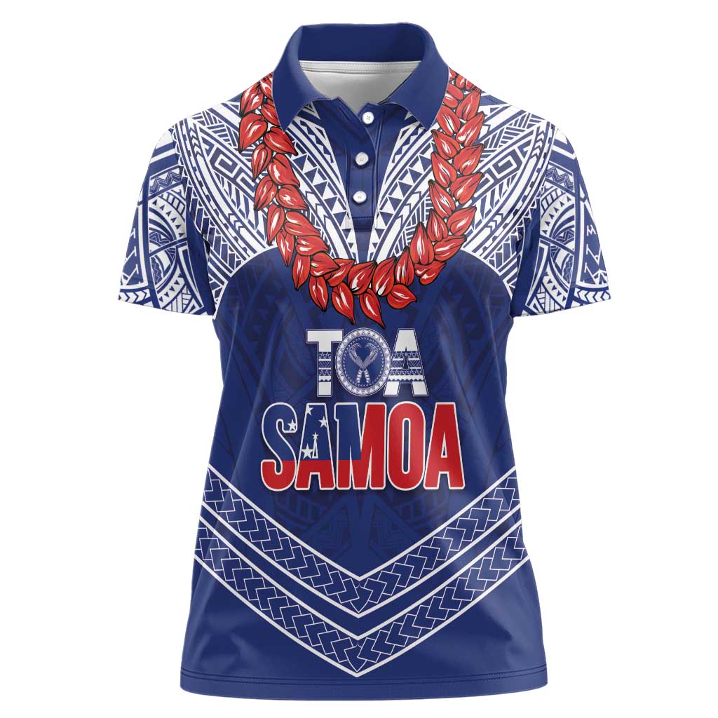 Toa Samoa Rugby Custom Women Polo Shirt Ulafala Mix Nifo'oti LT7 Female Blue - Polynesian Pride
