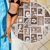Hawaii Christmas Retro Patchwork Beach Blanket Brown LT7 - Polynesian Pride