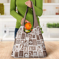 Hawaii Christmas Retro Patchwork Grocery Bag Brown LT7 - Polynesian Pride