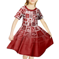 Hawaii Christmas Retro Patchwork Kid Short Sleeve Dress Red LT7 - Polynesian Pride
