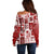 Hawaii Christmas Retro Patchwork Off Shoulder Sweater Red LT7 - Polynesian Pride