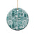 Hawaii Christmas Ceramic Ornament Retro Patchwork - Teal LT7 - Polynesian Pride