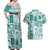 Hawaii Christmas Retro Patchwork Couples Matching Off Shoulder Maxi Dress and Hawaiian Shirt Teal LT7 - Polynesian Pride