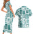 Hawaii Christmas Retro Patchwork Couples Matching Short Sleeve Bodycon Dress and Hawaiian Shirt Teal LT7 - Polynesian Pride