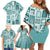 Hawaii Christmas Retro Patchwork Family Matching Off Shoulder Short Dress and Hawaiian Shirt Teal LT7 - Polynesian Pride