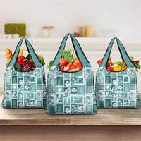 Hawaii Christmas Retro Patchwork Grocery Bag Teal LT7 3-pack One Size Teal - Polynesian Pride