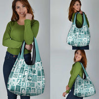 Hawaii Christmas Retro Patchwork Grocery Bag Teal LT7 - Polynesian Pride