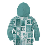 Hawaii Christmas Retro Patchwork Kid Hoodie Teal LT7 - Polynesian Pride