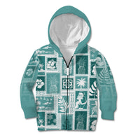 Hawaii Christmas Retro Patchwork Kid Hoodie Teal LT7 - Polynesian Pride
