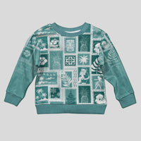 Hawaii Christmas Kid Ugly Christmas Sweater Retro Patchwork - Teal LT7 Kid Teal - Polynesian Pride