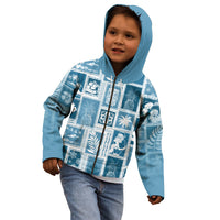 Hawaii Christmas Retro Patchwork Kid Hoodie Aquamarine LT7 - Polynesian Pride