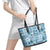 Hawaii Christmas Retro Patchwork Leather Tote Bag Aquamarine LT7 - Polynesian Pride